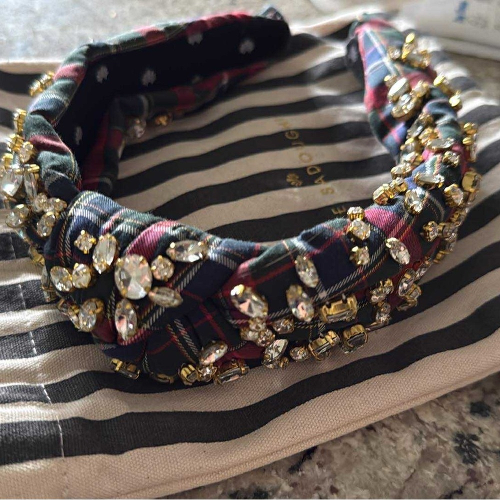 Lele Sadoughi plaid crystal headband